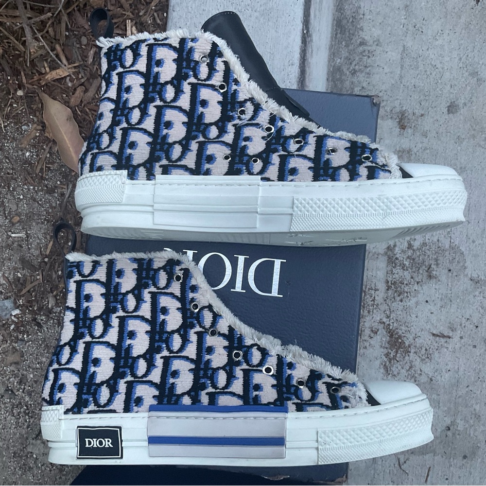Dior Monogram High-Top Sneakers - Navy and White - Picture 2 of 16